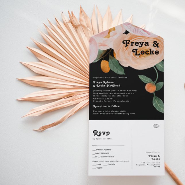 Bold Colourful Floral | Black Seal and Send All In One Invitation (Creator Uploaded)