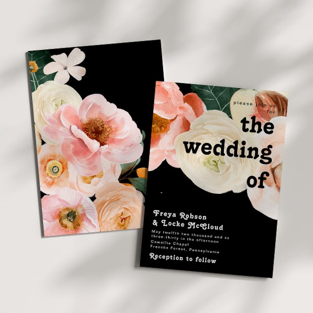 Bold Colourful Floral | Black The Wedding Of Invitation (Creator Uploaded)