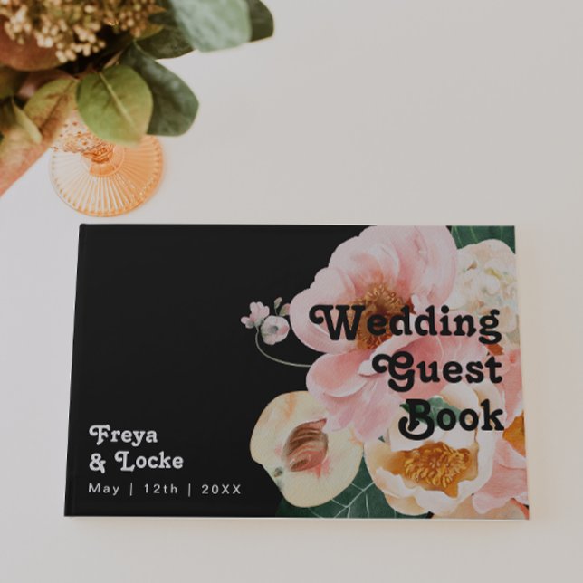 Bold Colourful Floral | Black Wedding Guestbook (Creator Uploaded)