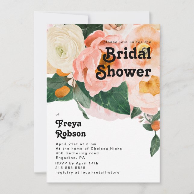 Bold Colourful Floral | Bridal Shower Invitation (Front)