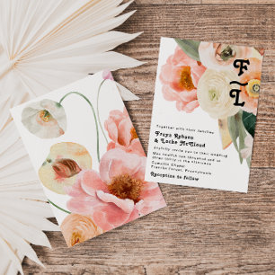 Bold Colourful Floral   Monogram Wedding Invitatio Invitation