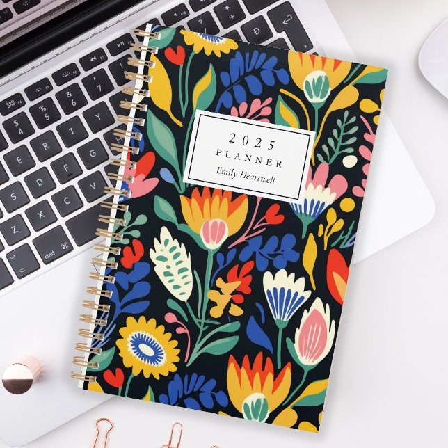 Bold Colourful Floral Pattern Personalized 2025 Planner (Creator Uploaded)