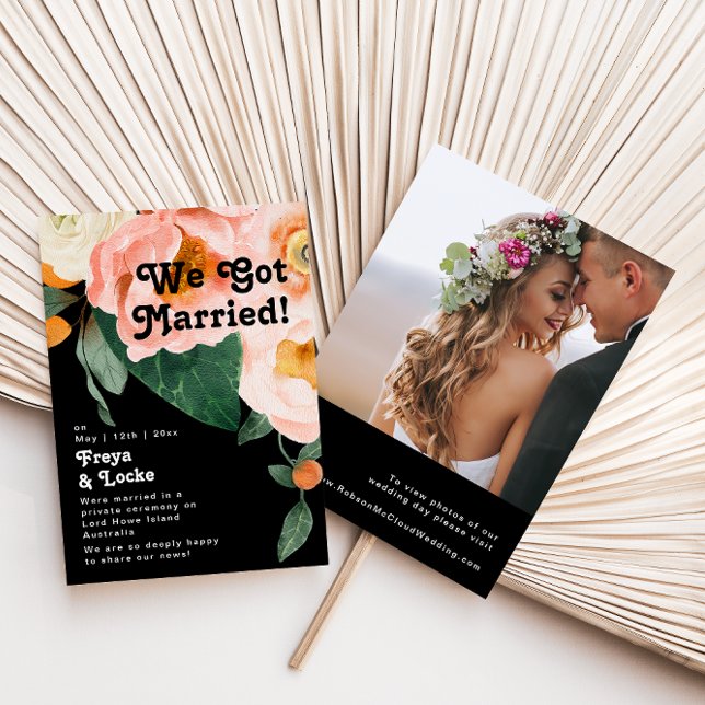Bold Colourful Floral Photo Elopement Announcement (Creator Uploaded)
