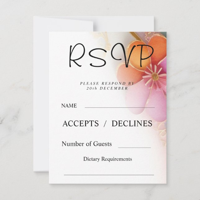 Bold Colourful Floral RSVP Card (Front)