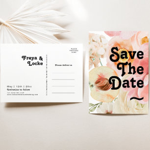 Bold Colourful Floral Save The Date Postcard