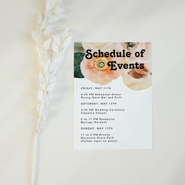 Bold Colourful Floral | Schedule of Events Enclosure Card (Creator Uploaded)