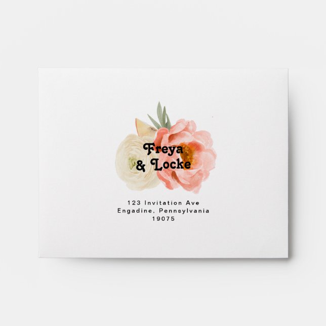 Bold Colourful Floral | Self-Addressed RSVP Envelope (Front)