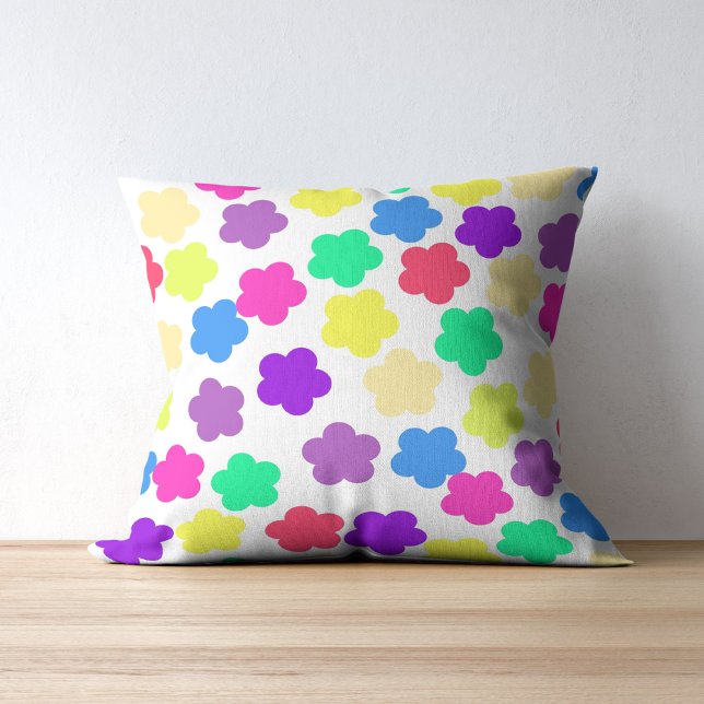 Bold Colourful Floral Tropical Whimsical Summer Throw Pillow (Creator Uploaded)
