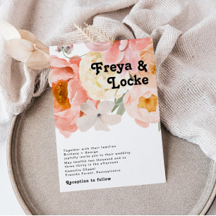 Bold Colourful Floral   Wedding Invitation