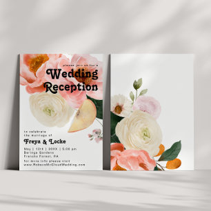Bold Colourful Floral   Wedding Reception Invitation