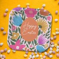Bold Colourful Florals Stylish Easter | Orange Egg