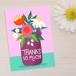 Bold Colourful Flowers  Thank You Card