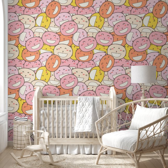 Bold Colourful Kawaii Cats Removable Wallpaper (Kids)