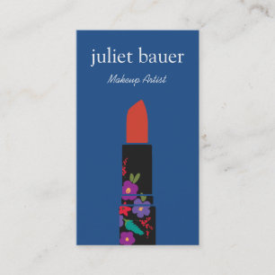 Bold Colourful Makeup Artist Floral Lipstick Logo Business Card
