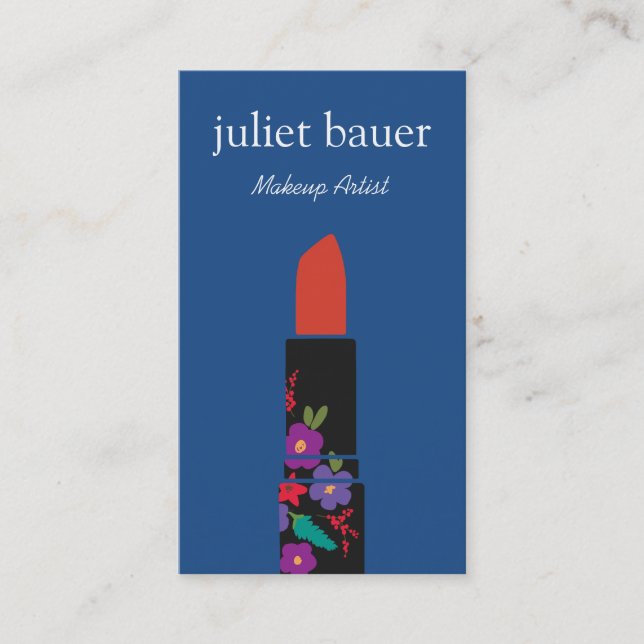 Bold Colourful Makeup Artist Floral Lipstick Logo Business Card (Front)