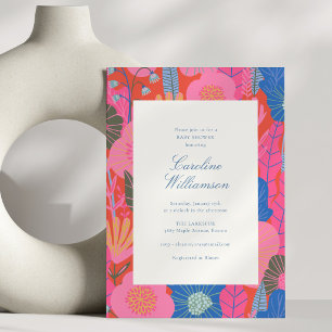 Bold Colourful Maximalist Floral Modern Baby Showe Invitation