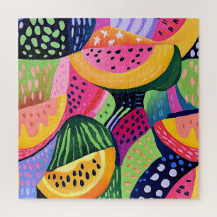 Bold Colourful Melon Summer Fruits Painting Jigsaw Puzzle
