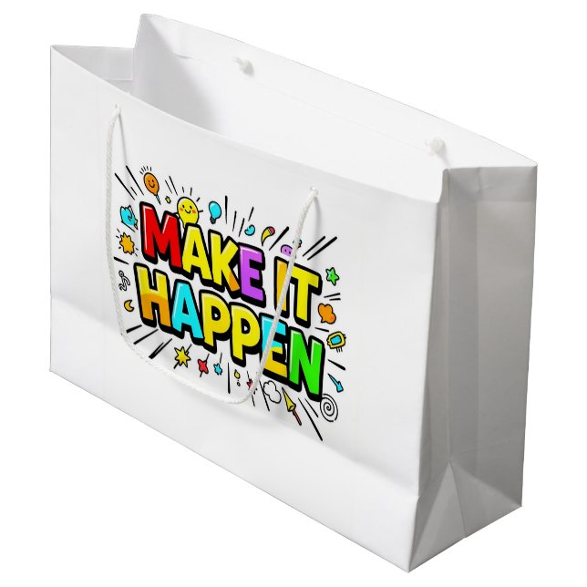 Bold colourful motivational quote large gift bag (Front Angled)