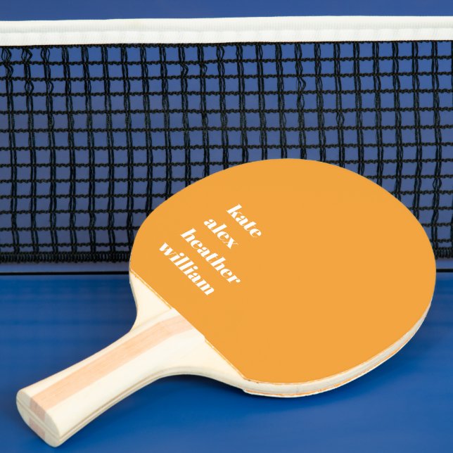 Bold Colourful Orange Green Summer Family Names Ping Pong Paddle (Insitu)