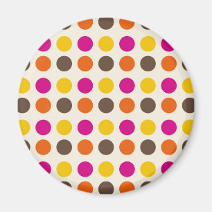 Bold Colourful Orange Pink Yellow Brown Polka Dots Magnet