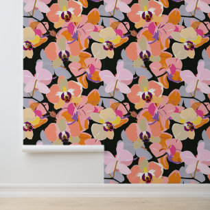Bold Colourful Orchid Floral Botanical Removable Wallpaper