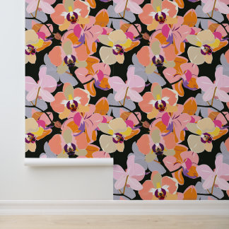Bold Colourful Orchid Floral Botanical Removable Wallpaper
