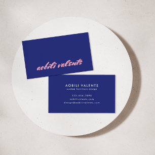 Bold Colourful Playful Retro Typography Blue Pink Business Card