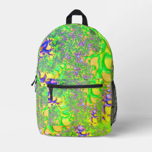 Bold Colourful Psychedelic Funky Acid Trip Fractal Printed Backpack
