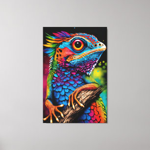 Bold Colourful Rainbow Lizard Gecko Cute Animal Ar Canvas Print
