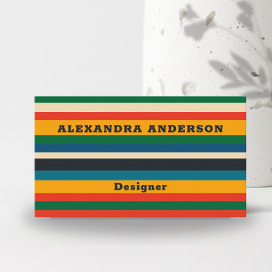 Bold Colourful Retro Striped Modern Professional  Business Card