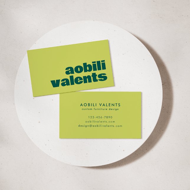 Bold Colourful Retro Typography Chartreuse Yellow Business Card (Creator Uploaded)