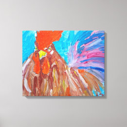 Bold Colourful Rooster Painting Canvas Print
