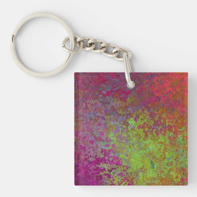 Bold, Colourful, Splatter Paint, Grunge Abstract Keychain (Front)