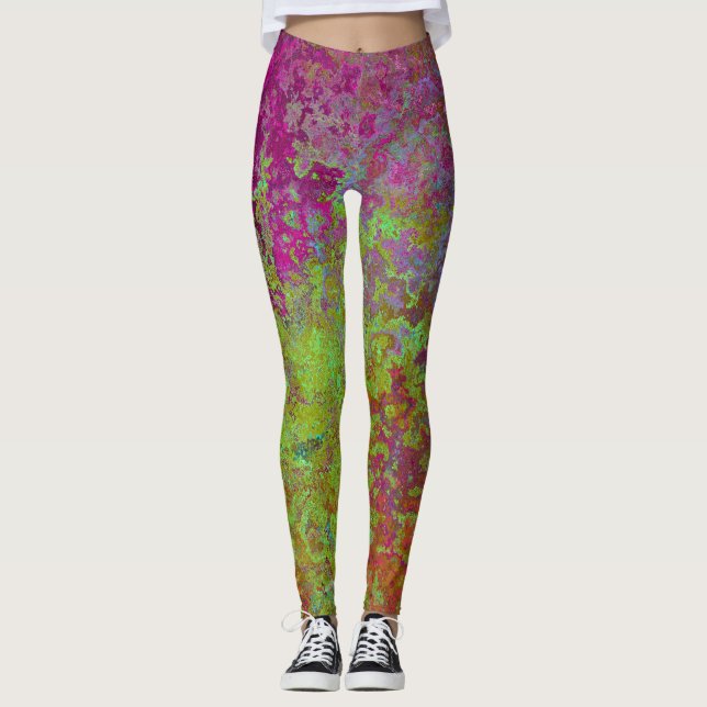 Bold, Colourful, Splatter Paint, Grunge Abstract Leggings (Front)
