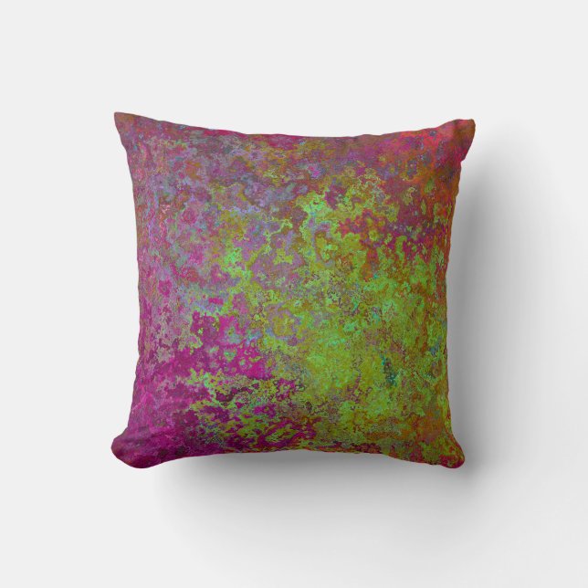 Bold, Colourful, Splatter Paint, Grunge Abstract Throw Pillow (Front)