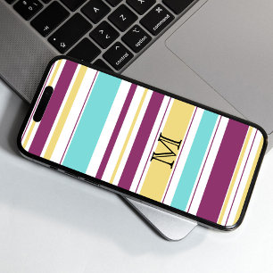 Bold Colourful Stripe Pattern Monogram Phone Case
