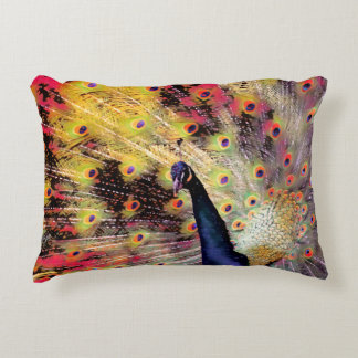 Bold Colourful Stylish Modern Peacock Artwork Accent Pillow
