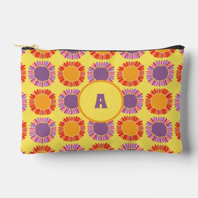 Bold Colourful Sun Rings Monogram Personalized Accessory Pouch (Front)