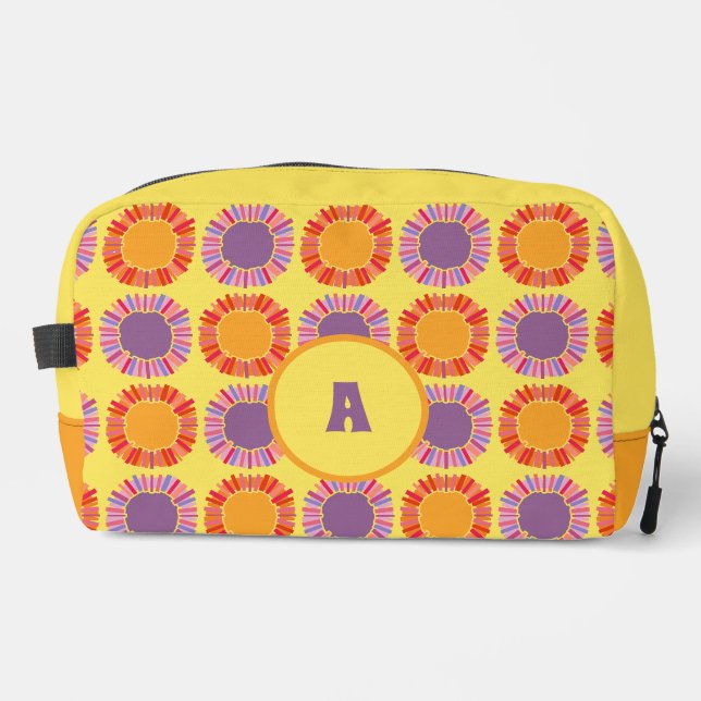Bold Colourful Sun Rings Monogram Personalized Dopp Kit (Front)
