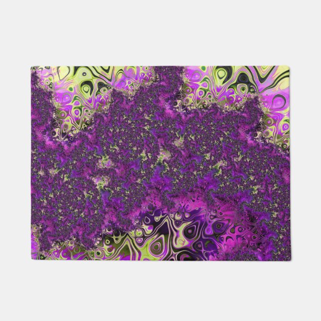 Bold Colourful Trippy Groovy Funky Fractal Art Doormat (Front)