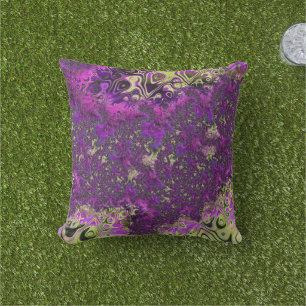 Bold Colourful Trippy Groovy Funky Fractal Art Outdoor Pillow