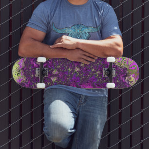 Bold Colourful Trippy Groovy Funky Fractal Art Skateboard