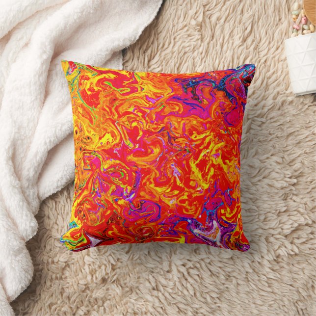 Bold Colours Abstract Design Throw Pillow (Blanket)
