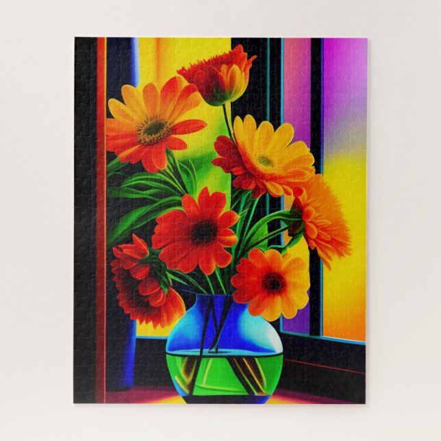 Bold Colours Artistic Floral Bouquet   Jigsaw Puzzle (Vertical)