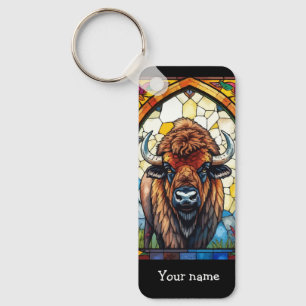 Bold Colours Bison Buffalo Cottagecore Rustic Prin Keychain