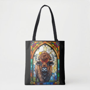 Bold Colours Bison Buffalo Cottagecore Rustic Prin Tote Bag