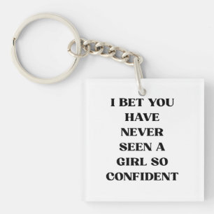Bold Confident Girl Quote Typography – Feminist Keychain