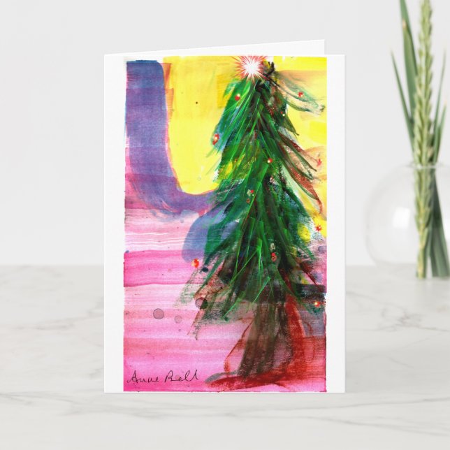 Bold contemporary Christmas tree shines with joy Card (Front)
