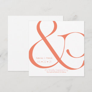 BOLD Coral Ampersand  Save the Date Invitation