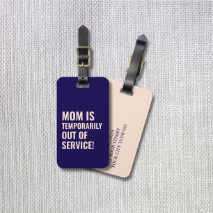 Bold Coral Dark Blue Mom Gift Luggage Tag